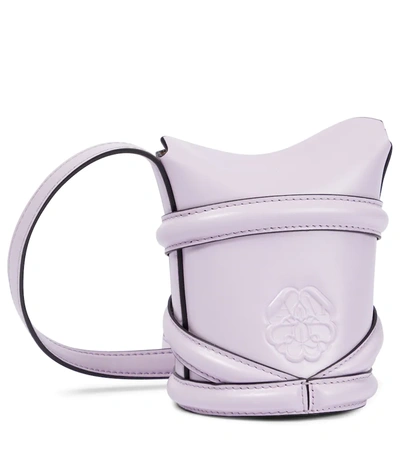 Shop Alexander Mcqueen Curve Mini Leather Bucket Bag In Lilac