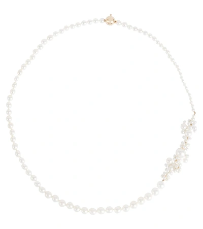 Shop Sophie Bille Brahe Peggy Fontaine 14kt Gold And Freshwater Pearls Necklace In Pearl/gold