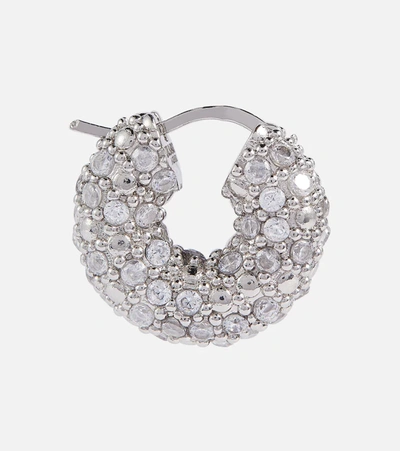 Shop Jil Sander Crystal-embellished Hoop Earrings In Silver