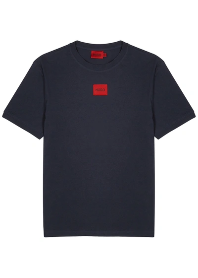 Shop Hugo Navy Logo Cotton T-shirt