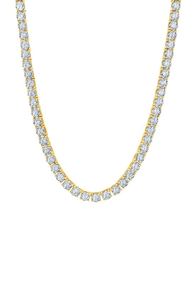 Shop Crislu Cubic Zirconia Tennis Necklace In 18kt Yellow Gold