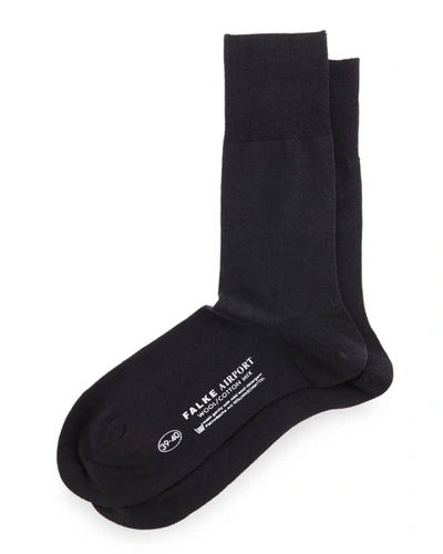 Shop Falke Airport Wool-blend Socks In Dark Grey