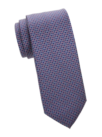 Shop Ferragamo Men's Gancini Multicolor Silk Tie In Navy