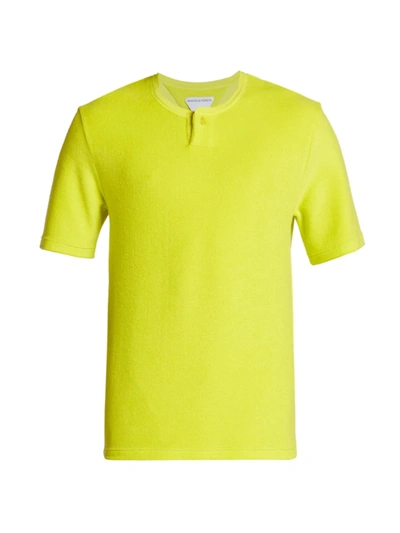 Shop Bottega Veneta Men's Towelling Short-sleeve Shirt In Kiwi