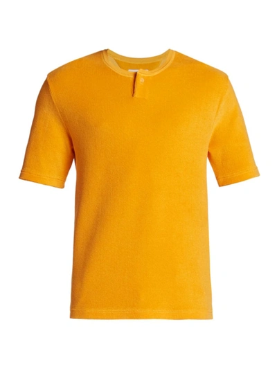 Shop Bottega Veneta Men's Towelling Short-sleeve Shirt In Tangerine