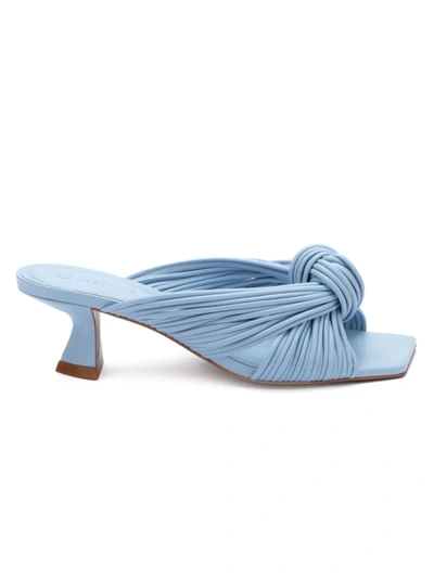 Shop Mercedes Castillo Women's Bianca Square-toe Knotted Leather Mules In Fresh Blue