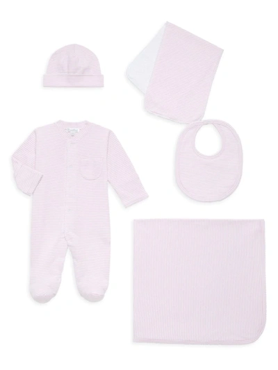 Shop Kissy Kissy Baby Girl's 5-piece Simple Striped Gift Set In Pink