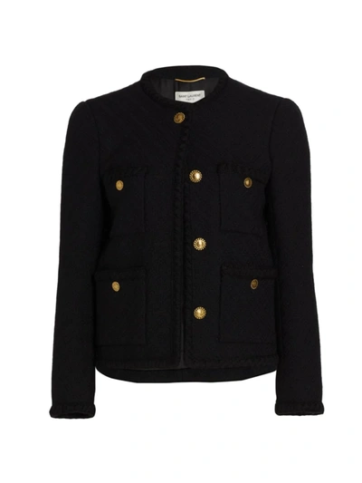 Shop Saint Laurent Women's Tailored Wool Jacket In Noir
