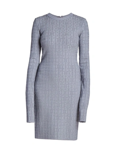Shop Givenchy 4g Knit Dress In Mineral Blue