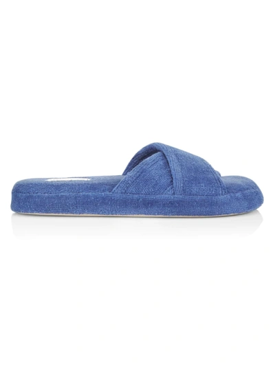 Shop Skin Women's Kyoto Velour Slide Slippers In Azure Blue