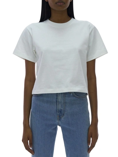 Shop Helmut Lang Women's Cotton Cropped T-shirt In White