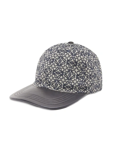 Shop Loewe Women's Anagram Jacquard Baseball Cap In Navy Black