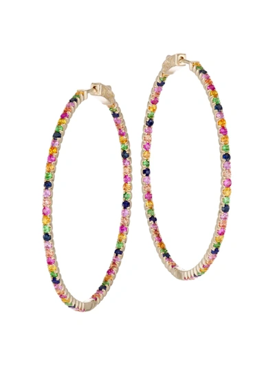 Shop Saks Fifth Avenue Women's 14k Yellow Gold & Multi-stone Inside-out Hoop Earrings