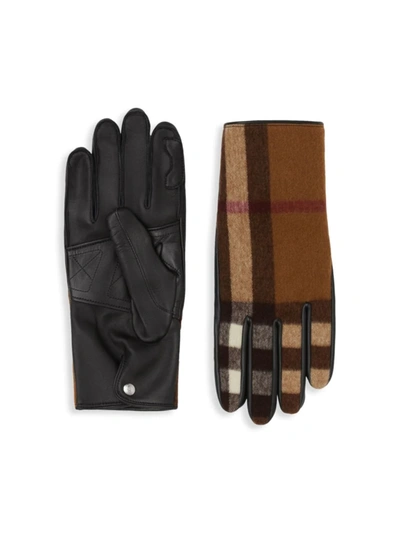 Shop Burberry Men's Gabriel Icon Stripe Gloves In Birch Brown