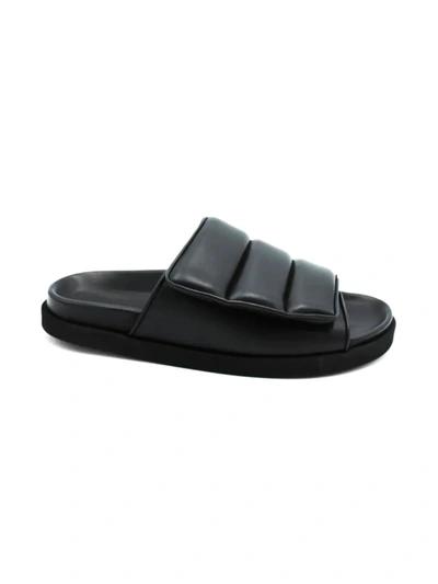 Shop Gia Borghini Women's Quilted Leather Slides In Black