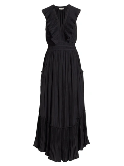 Shop Ramy Brook Women's Camden Ruffled Midi Dress In Black