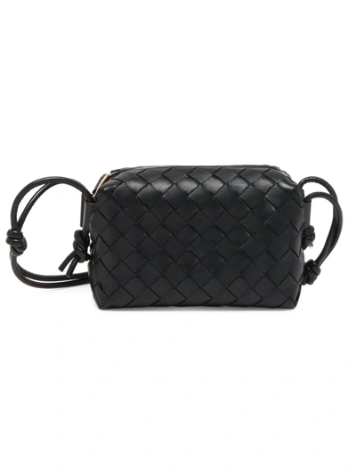 Shop Bottega Veneta Women's Mini Loop Intrecciato Bag In Black Gold