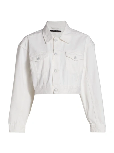 Shop Ksubi Women's Game Day Billie Cropped Denim Jacket In White