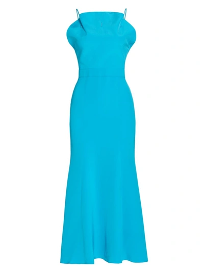 Shop Rodarte Women's Silk Crepe Dress In Turquoise