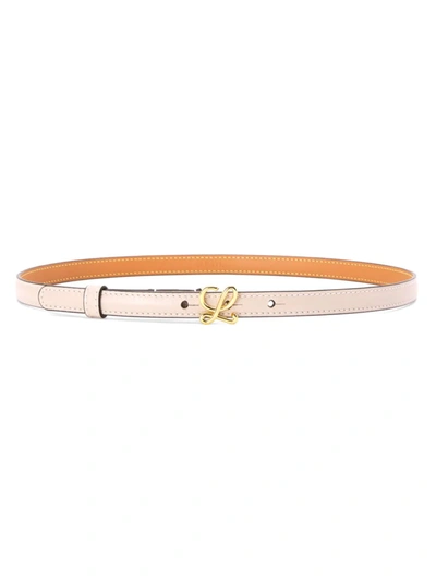 Shop Loewe Women's L-buckle Leather Belt In Light Oat Gold