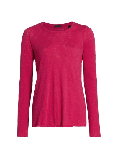 Shop Atm Anthony Thomas Melillo Destroyed Wash Long-sleeve Slub Jersey Tee In Cranberry