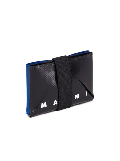 Shop Marni Men's Colorblock Credit Card Holder In Black Royal