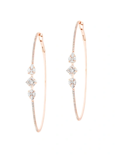 Shop Djula Women's Delicatesse 18k Rose Gold & Diamond Hoop Earrings In Pink Gold