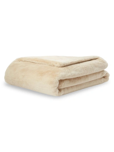 Shop Apparis Brady Faux Fur Blanket In Latte