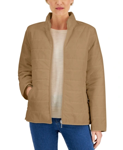 Shop Karen Scott Solid Puffer Jacket, Created For Macy's In Icy Coffee