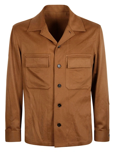 Shop Ermenegildo Zegna Pure Cashmere Over Shirt In Dark Brown