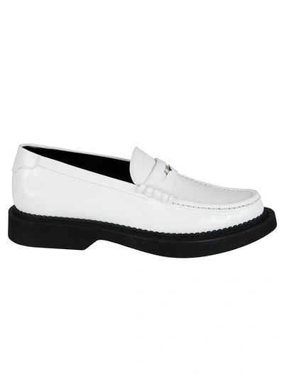 Shop Saint Laurent Teddy 10 Penny Loafers In White