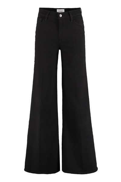 Shop Frame Le Palazzo Wide-cut Jeans In Black