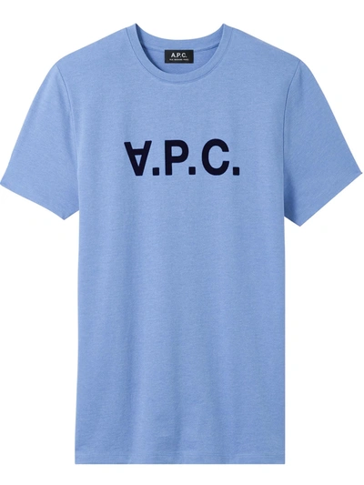 Shop Apc Light Blue Cotton T-shirt In Blu Chiaro