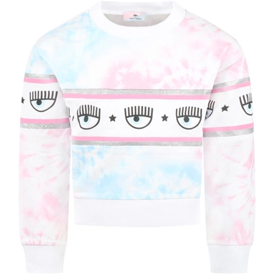 Shop Chiara Ferragni Multicolor Sweatshirt For Girl With Iconic Eyes