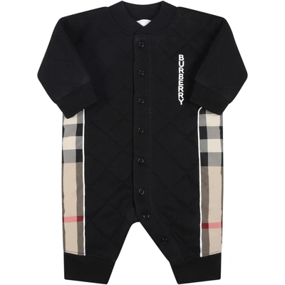 Shop Burberry Black Babygrow For Baby Kids With Logo