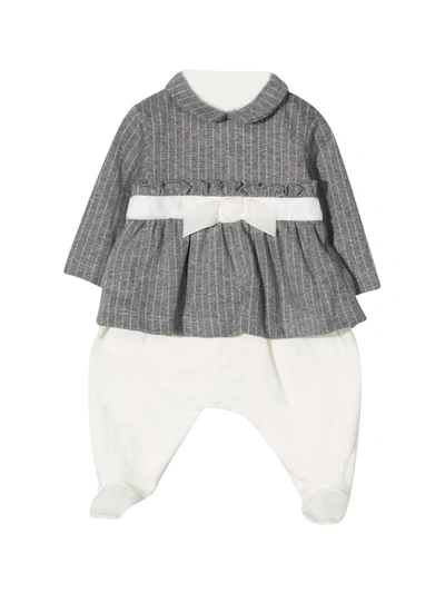 Shop Il Gufo Newborn Gray Babygrow In Latte/grigio