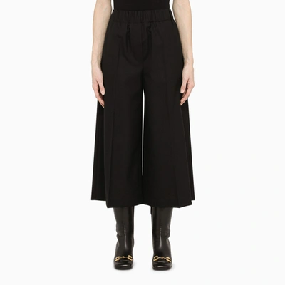 Shop Loewe Black Wool Twill Wide Trousers