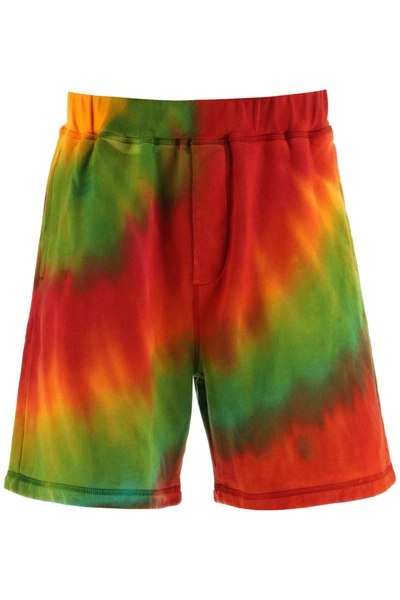 Shop Dsquared2 Tie-dye Short Sweatpants In Multicolor (red)
