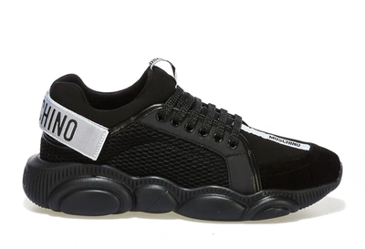 Shop Moschino Teddy Strap Sneakers In Black