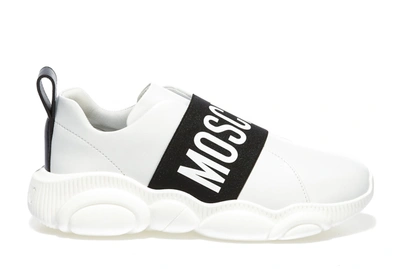 Shop Moschino Teddy Logo Sneakers In White