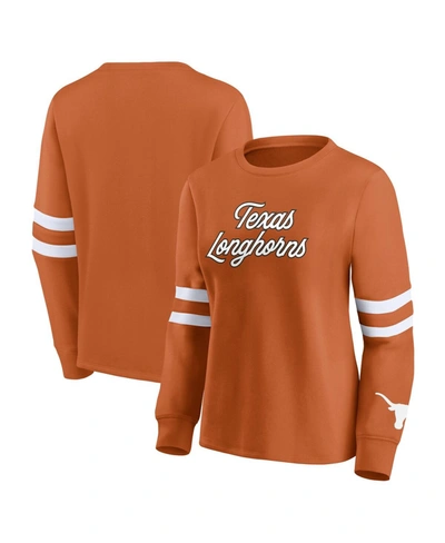 Shop Fanatics Women's Burnt Orange Texas Longhorns Home Stretch Pullover Sweatshirt
