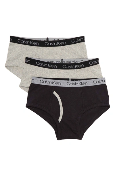 Shop Calvin Klein 3-pack Cotton Spandex Briefs In Black/2 Hgrey