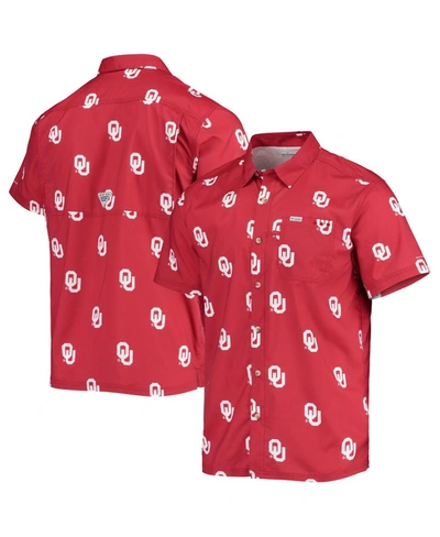 Shop Columbia Men's  Crimson Oklahoma Sooners Super Slack Tide Omni-shade Button-up Shirt