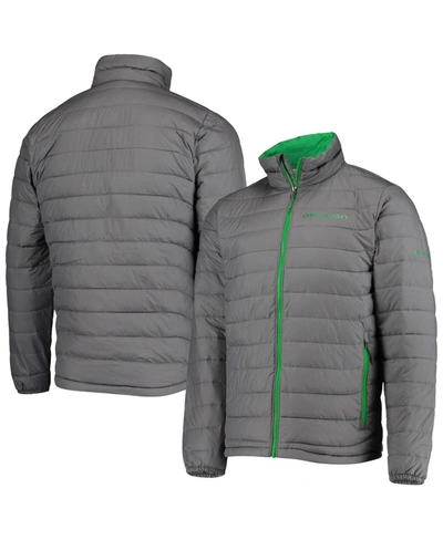Shop Columbia Men's Gray Oregon Ducks Powder Lite Omni-heat Reflective Full-zip Jacket