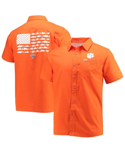 Columbia Men's Orange Clemson Tigers Slack Tide Camp Button-up Shirt In Orange