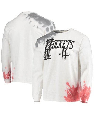 Shop Junk Food Men's White Houston Rockets Tie-dye Long Sleeve T-shirt