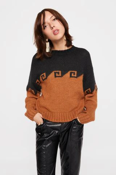 Shop Rebecca Minkoff Norma Aztec Sweater In Black/rust