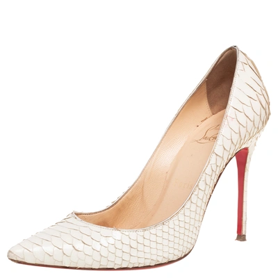 Pre-owned Christian Louboutin White Python So Kate Pointed Toe Pumps Size 37