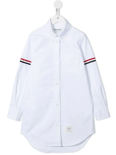 Shop Thom Browne Oxford Grosgrain Armband Shirtdress In White