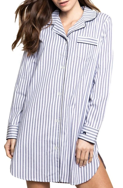Shop Petite Plume Navy French Ticking Stripe Cotton Nightshirt